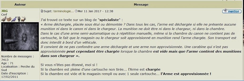 Législation : Transport de l’arme et cartouchière de crosse.